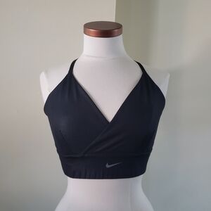 Nike Faux Wrap Sports Bra - Metallic Black - XL